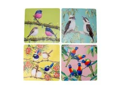 Katherine Castle Bird Talk Cork Back Placemat 29x29cm Set Of 4 Assorted Gift Boxed