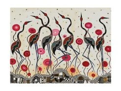 Melanie Hava Jugaig-Bana-Wabu Tea Towel 50x70cm Brolgas