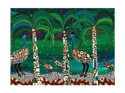Melanie Hava Jugaig-Bana-Wabu Tea Towel 50x70cm Cassowaries Home 1 Melanie Hava Jugaig-Bana-Wabu Tea Towel 50x70cm Cassowaries Home