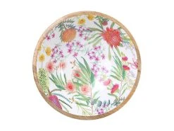 Royal Botanic Gardens Native Blooms Footed Bowl Wood Enamel 30x12.5cm -White Basics Store gx0663 oh 1