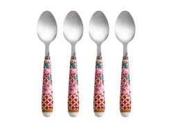 Teas & C's Silk Road Teaspoon Set Of 4 Cherry Red Gift Boxed