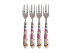Teas & C's Silk Road Cake Fork Set 4pc White Gift Boxed