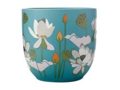 Royal Botanic Gardens Victoria Lotus Planter Pot 16cm Aqua -White Basics Store kp0021 2