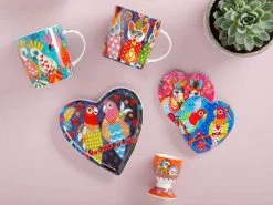 Love Hearts Ceramic Heart Coaster 10cm Tiger Tiger -White Basics Store maxwell williams donna sharam love hearts mug coaster plate egg cup 7